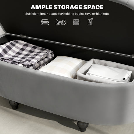 Velvet Storage Ottoman 118cm Wide Half Circle - Velmora
