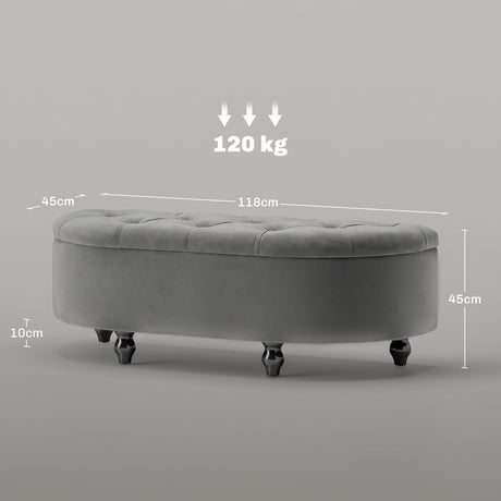 Velvet Storage Ottoman 118cm Wide Half Circle - Velmora