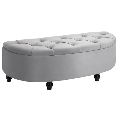 Velvet Storage Ottoman 120cm Wide Half Circle - Velmora