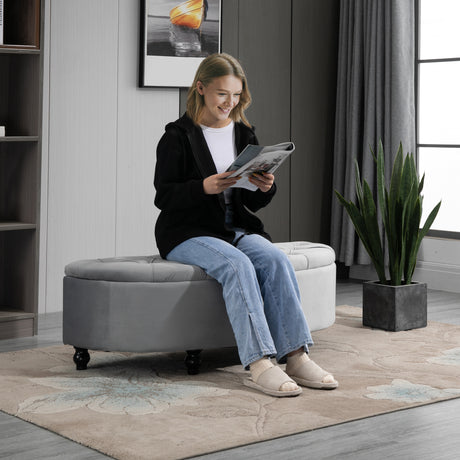 Velvet Storage Ottoman 120cm Wide Half Circle - Velmora