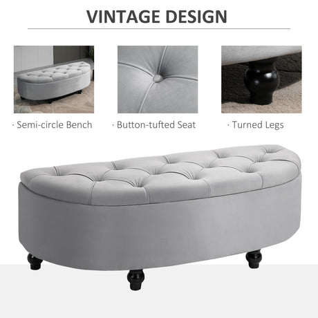 Velvet Storage Ottoman 120cm Wide Half Circle - Velmora