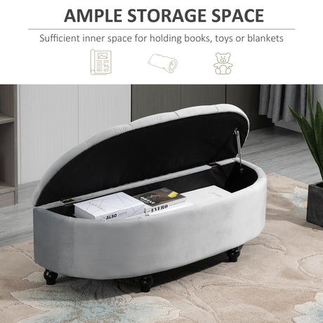 Velvet Storage Ottoman 120cm Wide Half Circle - Velmora