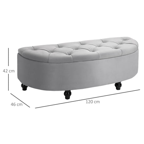 Velvet Storage Ottoman 120cm Wide Half Circle - Velmora
