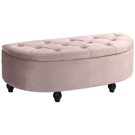 Velvet Storage Ottoman 120cm Wide Half Circle - Velmora