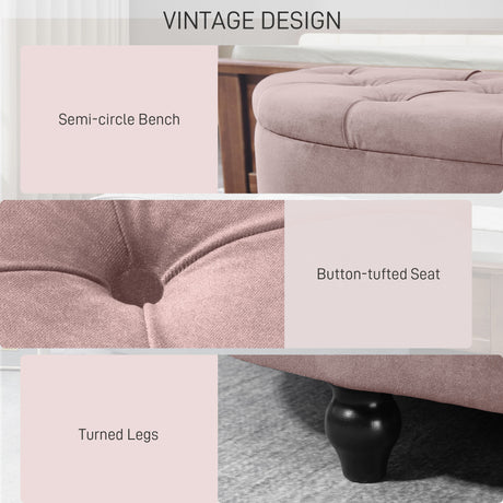 Velvet Storage Ottoman 120cm Wide Half Circle - Velmora