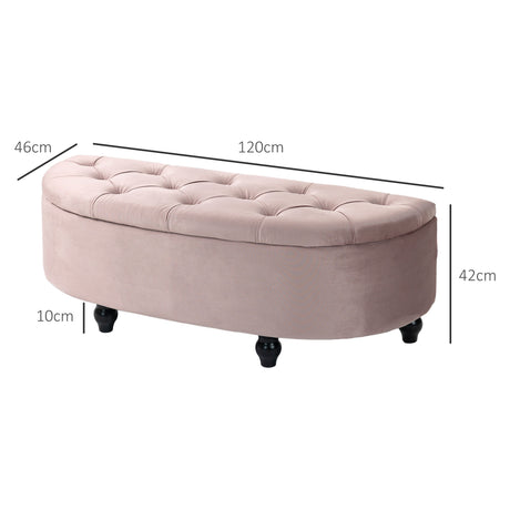 Velvet Storage Ottoman 120cm Wide Half Circle - Velmora