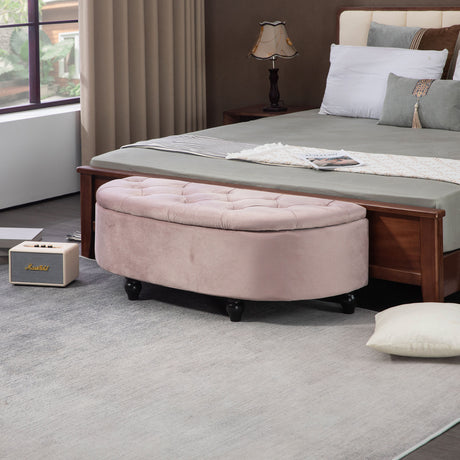 Velvet Storage Ottoman 120cm Wide Half Circle - Velmora
