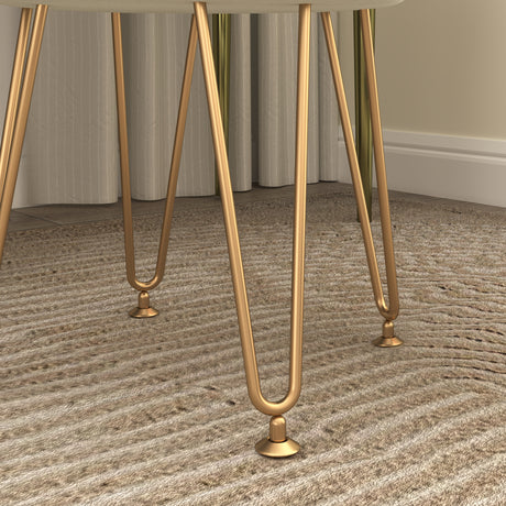 Velvet Storage Ottoman 33cm Wide Round With Gold Legs - Velmora
