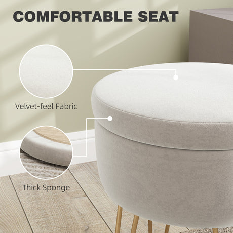 Velvet Storage Ottoman 33cm Wide Round With Gold Legs - Velmora
