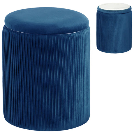Velvet Storage Ottoman 35cm Wide Round - Velmora