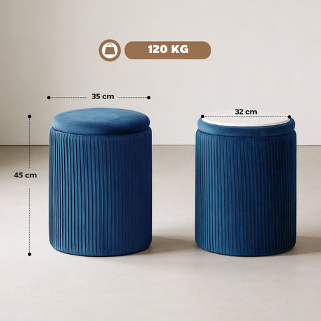 Velvet Storage Ottoman 35cm Wide Round - Velmora