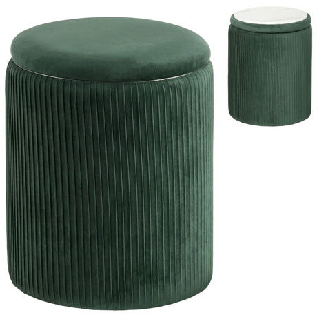 Velvet Storage Ottoman 35cm Wide Round - Velmora