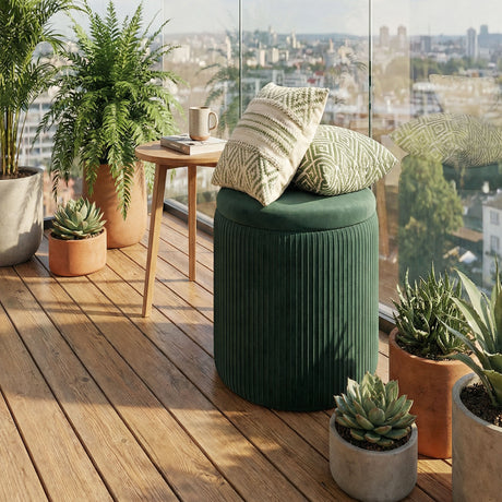Velvet Storage Ottoman 35cm Wide Round - Velmora