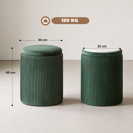 Velvet Storage Ottoman 35cm Wide Round - Velmora