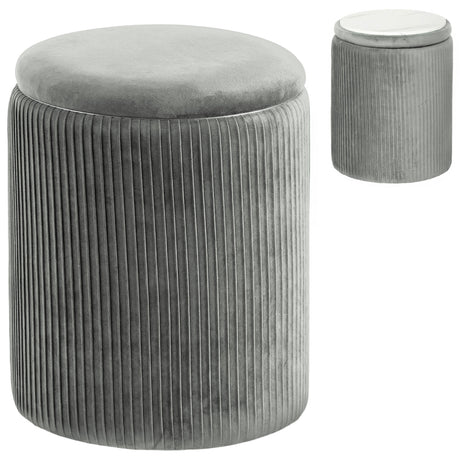 Velvet Storage Ottoman 35cm Wide Round - Velmora