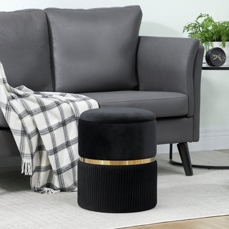 Velvet Storage Ottoman 36cm Wide Round - Velmora