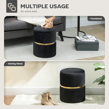 Velvet Storage Ottoman 36cm Wide Round - Velmora
