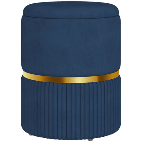 Velvet Storage Ottoman 36cm Wide Round - Velmora