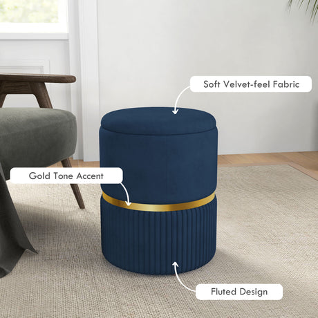 Velvet Storage Ottoman 36cm Wide Round - Velmora