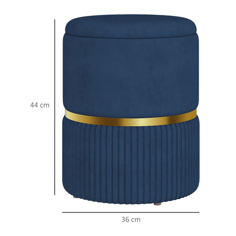 Velvet Storage Ottoman 36cm Wide Round - Velmora