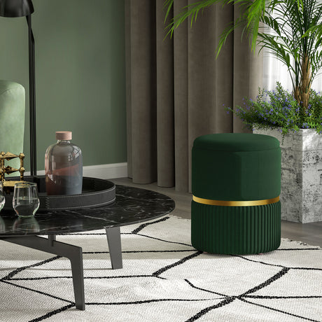 Velvet Storage Ottoman 36cm Wide Round - Velmora