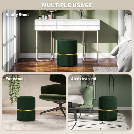Velvet Storage Ottoman 36cm Wide Round - Velmora