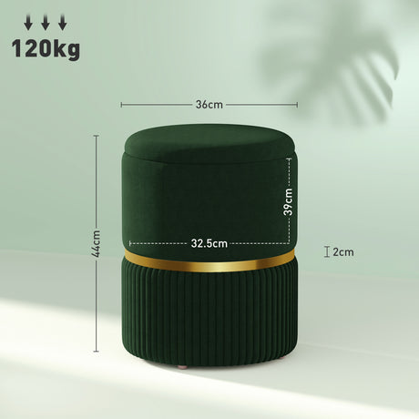 Velvet Storage Ottoman 36cm Wide Round - Velmora