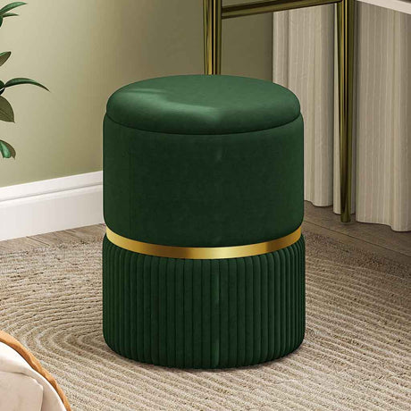 Velvet Storage Ottoman 36cm Wide Round - Velmora