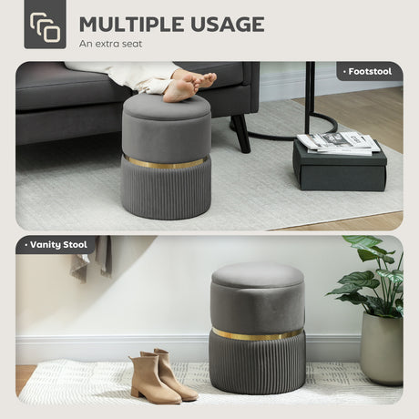 Velvet Storage Ottoman 36cm Wide Round - Velmora