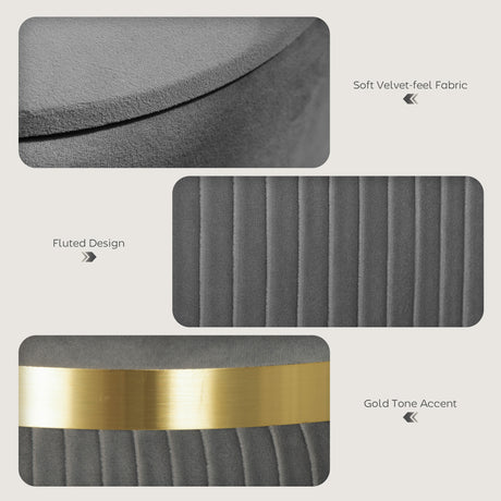 Velvet Storage Ottoman 36cm Wide Round - Velmora