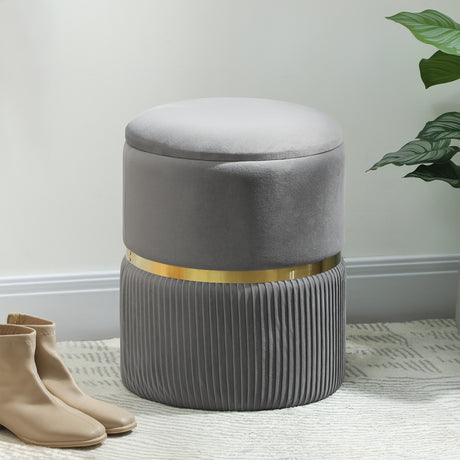 Velvet Storage Ottoman 36cm Wide Round - Velmora