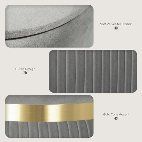 Velvet Storage Ottoman 36cm Wide Round - Velmora