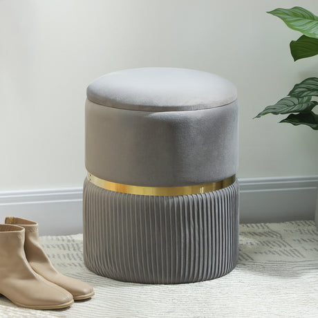 Velvet Storage Ottoman 36cm Wide Round - Velmora