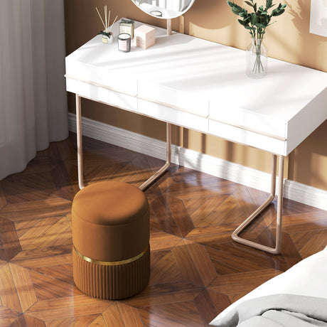 Velvet Storage Ottoman 36cm Wide Round - Velmora