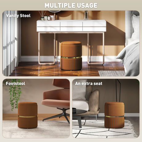 Velvet Storage Ottoman 36cm Wide Round - Velmora