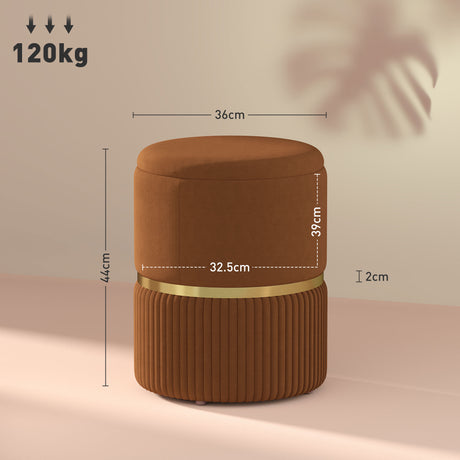 Velvet Storage Ottoman 36cm Wide Round - Velmora