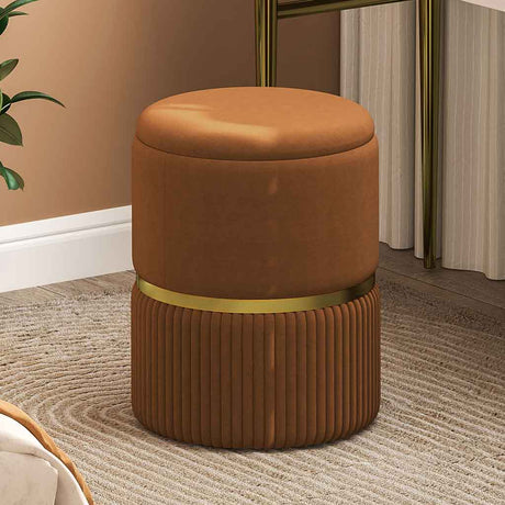 Velvet Storage Ottoman 36cm Wide Round - Velmora