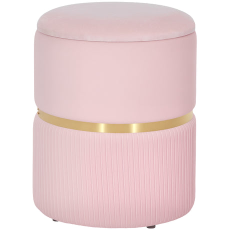 Velvet Storage Ottoman 36cm Wide Round - Velmora