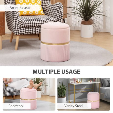 Velvet Storage Ottoman 36cm Wide Round - Velmora