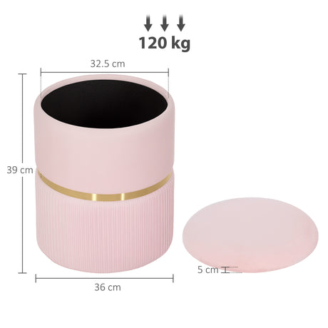 Velvet Storage Ottoman 36cm Wide Round - Velmora