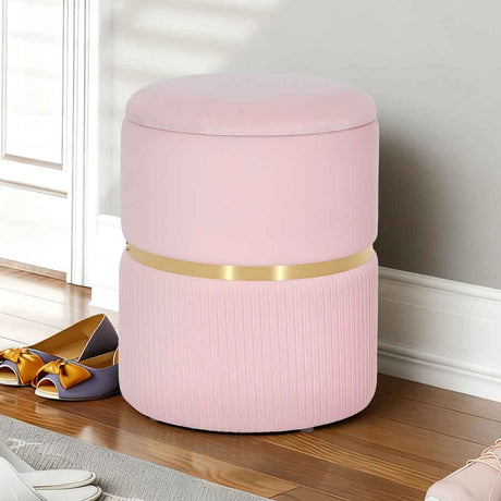 Velvet Storage Ottoman 36cm Wide Round - Velmora