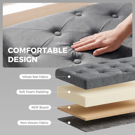 Velvet Storage Ottoman 76cm Wide With Wooden Legs - Velmora