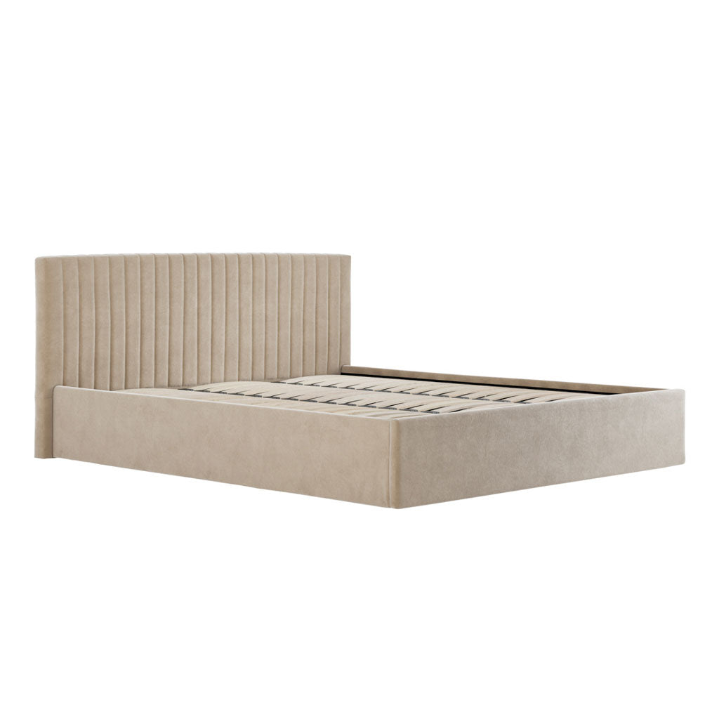 Velvet Super King Size Ottoman Storage Bed - Berlin