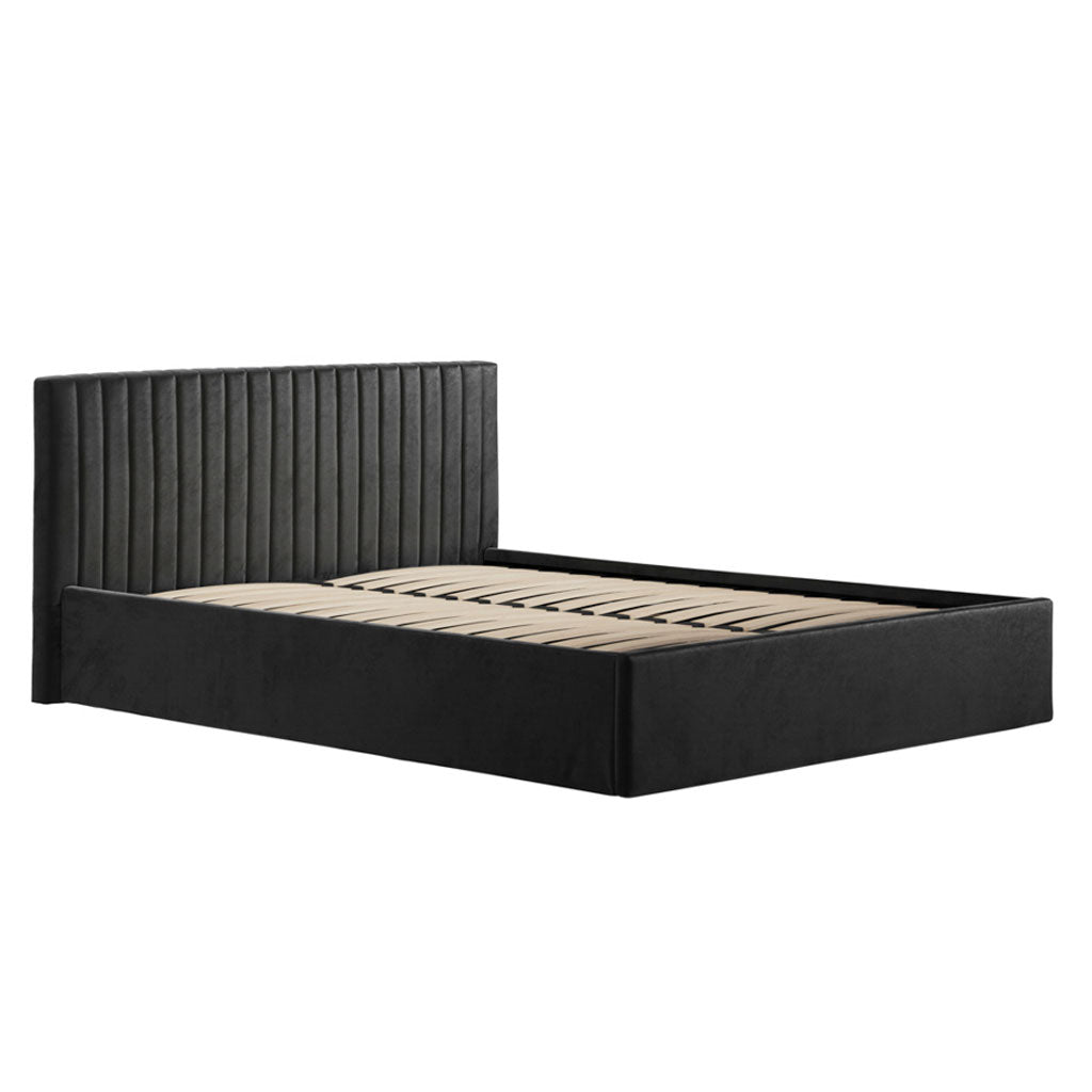 Velvet Super King Size Ottoman Storage Bed - Berlin