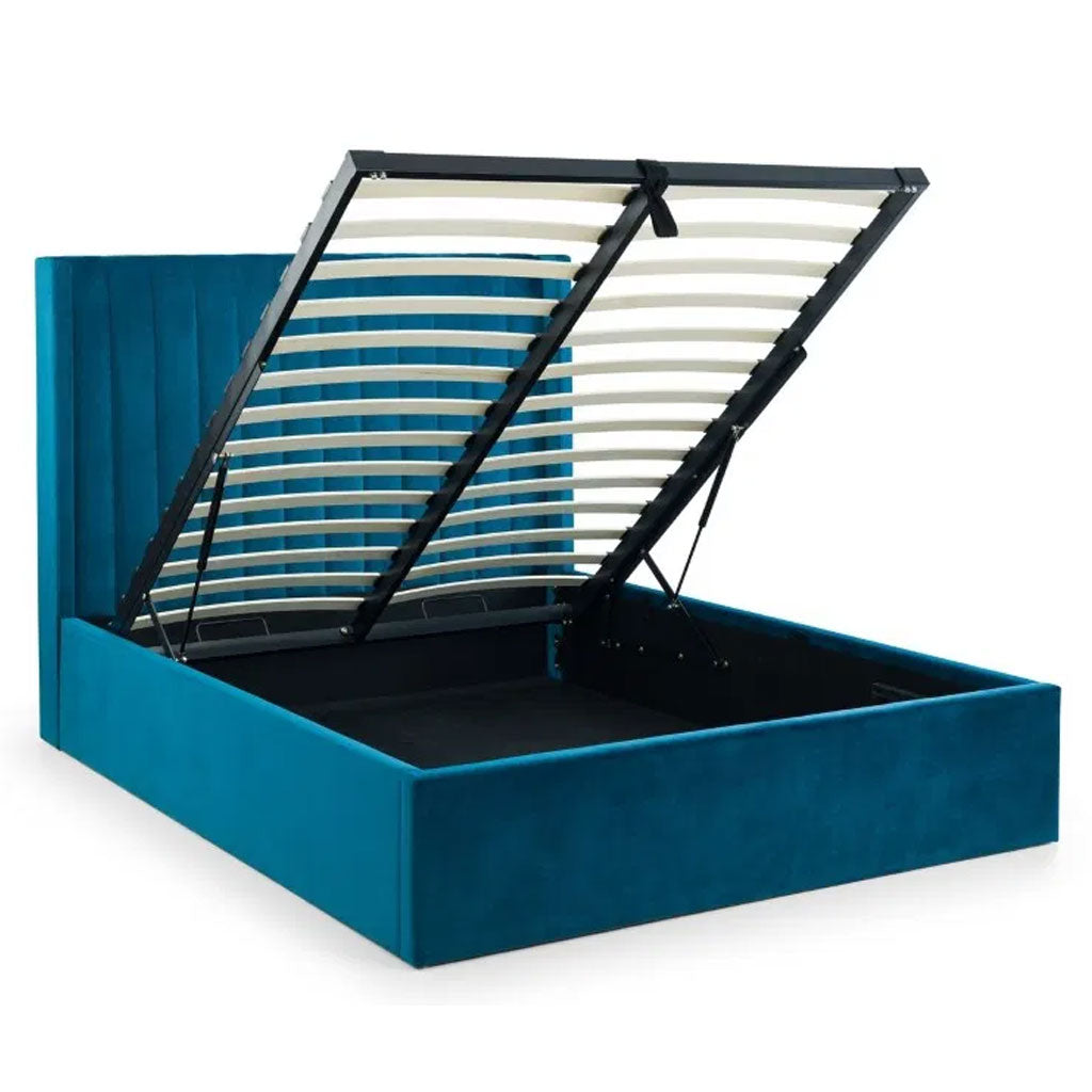 Velvet Super King Size Ottoman Storage Bed - Langham