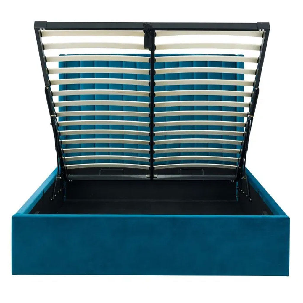 Velvet Super King Size Ottoman Storage Bed - Langham