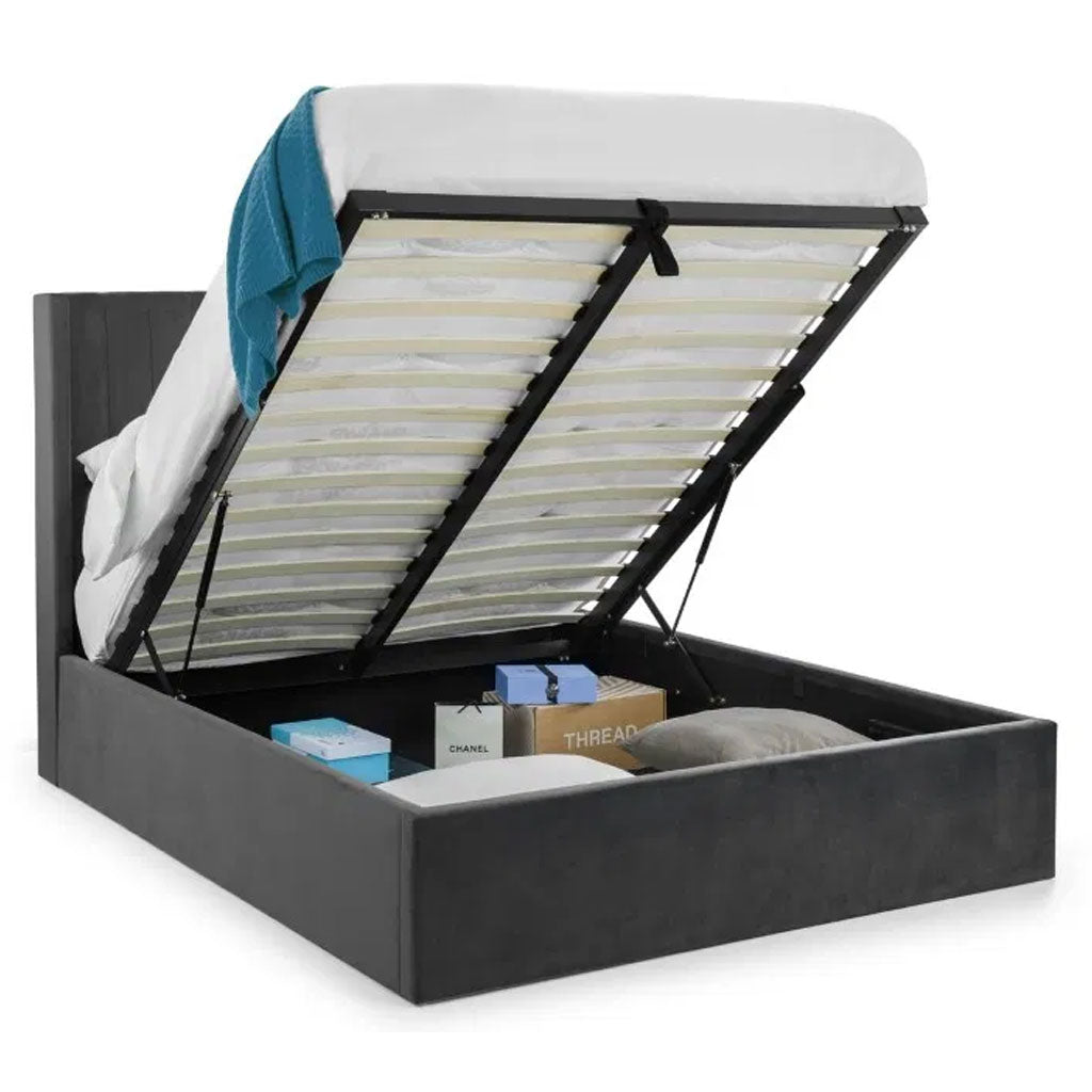 Velvet Super King Size Ottoman Storage Bed - Langham
