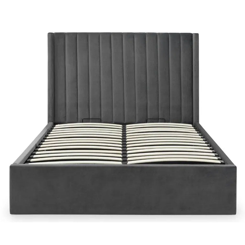 Velvet Super King Size Ottoman Storage Bed - Langham