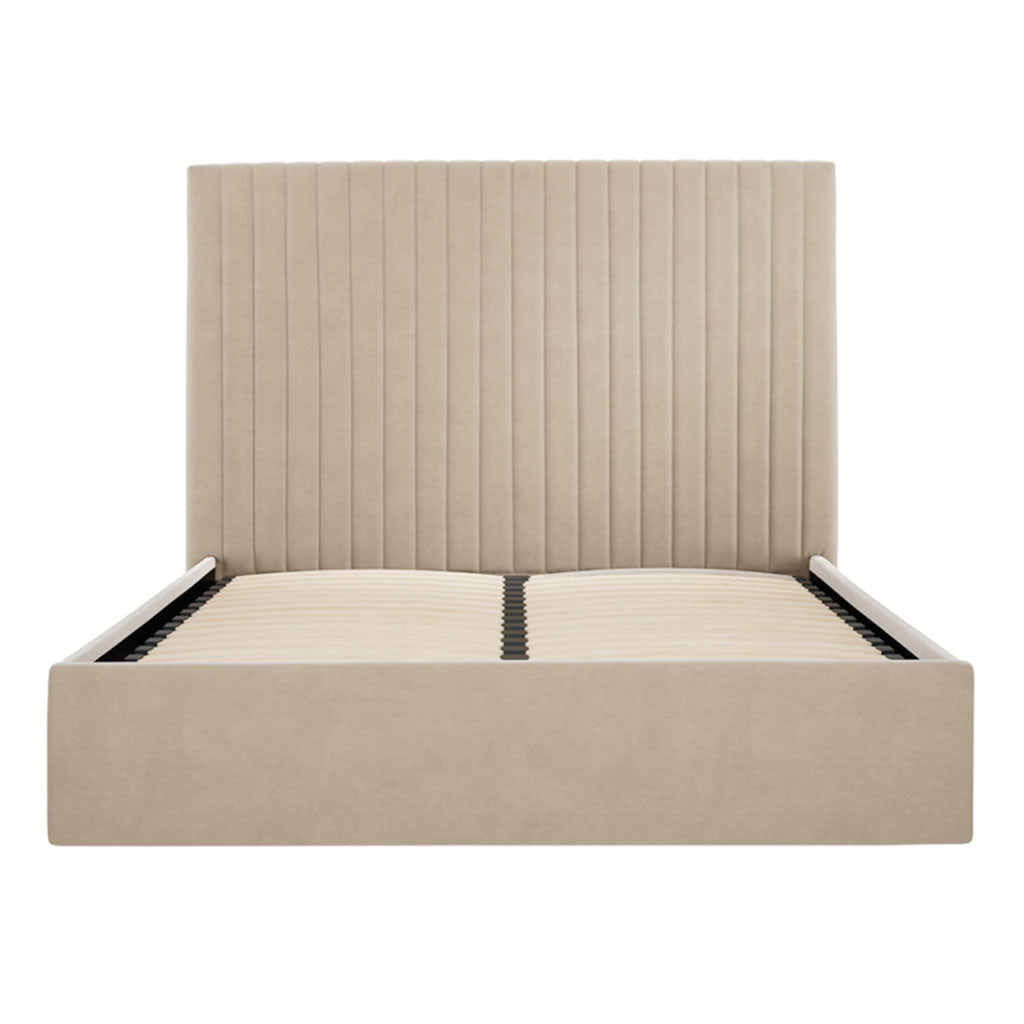 Velvet Super King Size Ottoman Storage Bed With Tall Headboard - Berlin