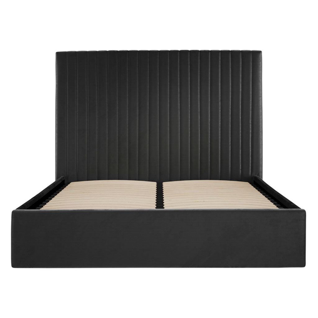 Velvet Super King Size Ottoman Storage Bed With Tall Headboard - Berlin